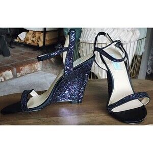 NEW Betsey Johnson Darci Multi-Color Glitter Wedge Heels Women’s Size 8